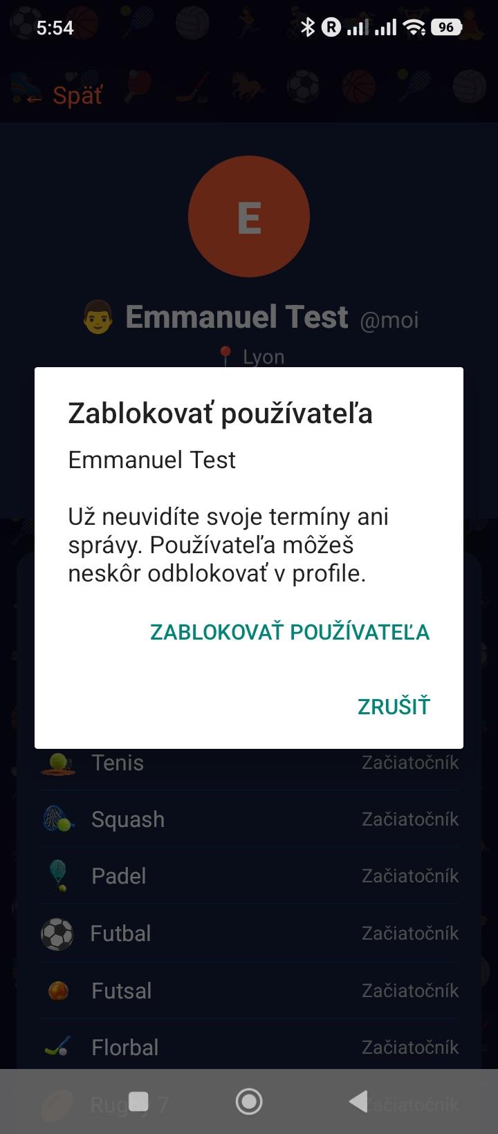 Zablokovať používateľa