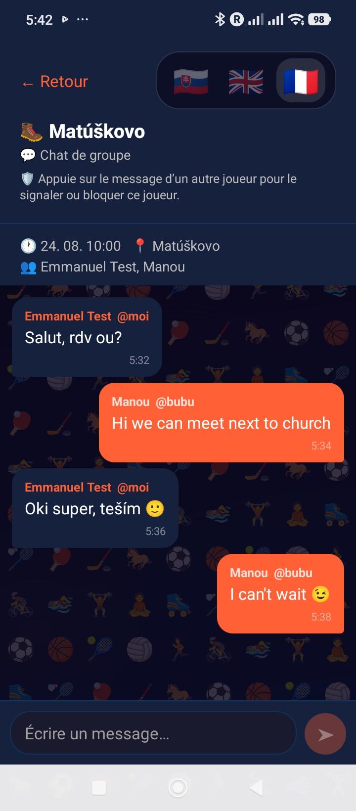 Chat de groupe d'un créneau