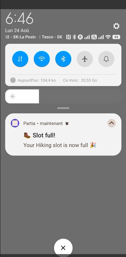 Partia notification