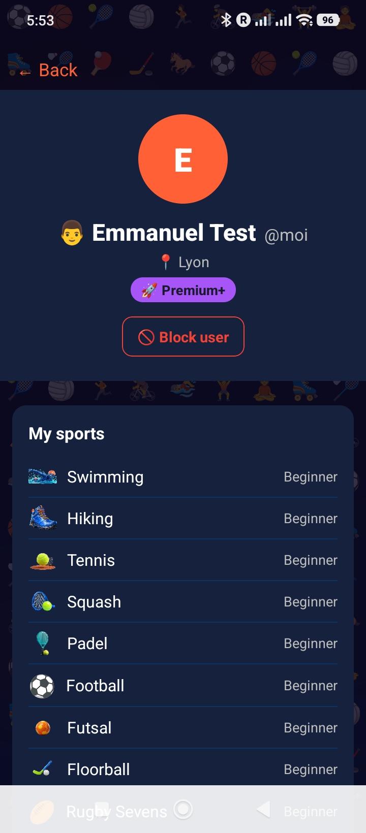 A player's public profile