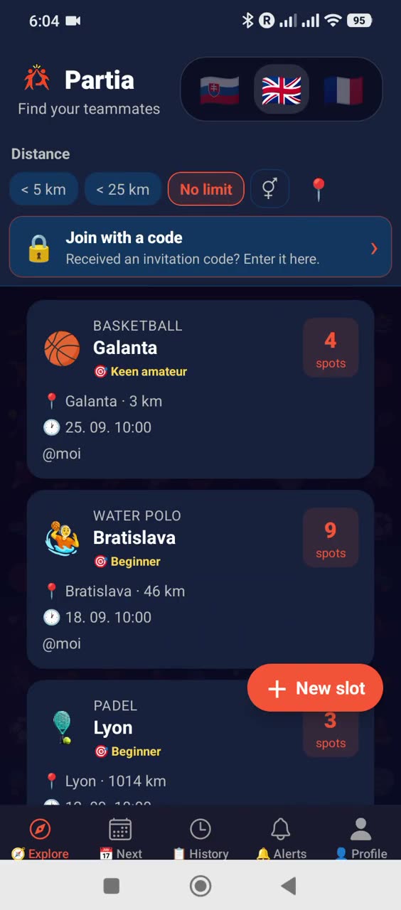 Partia app preview